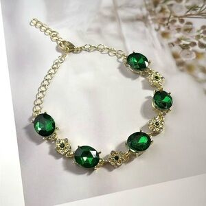 Adjustable Green Crystal Charm Bracelet for Women